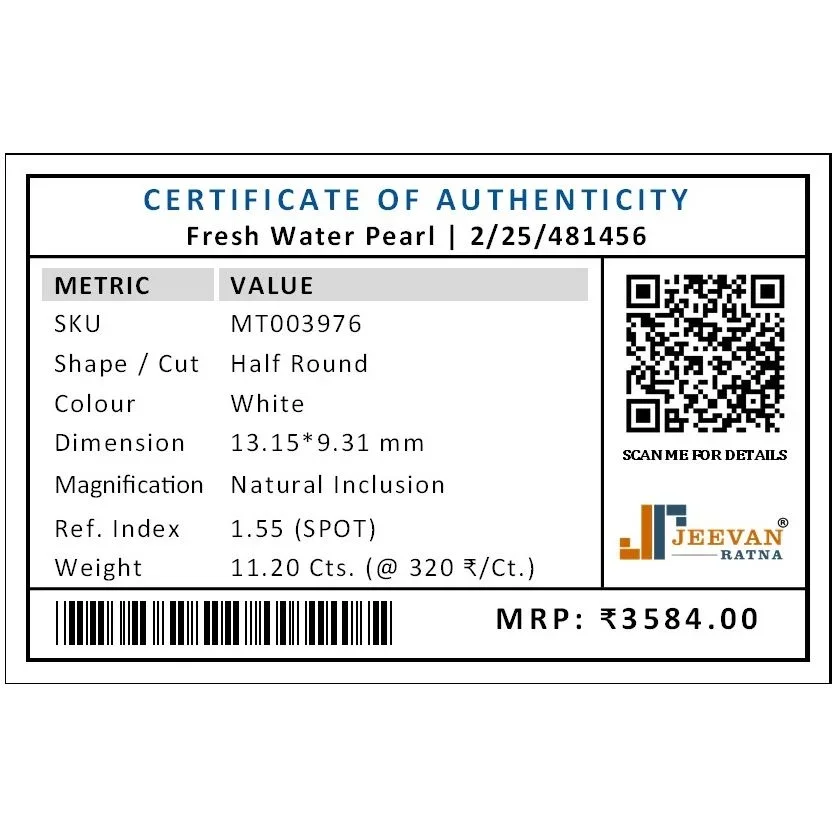 Natural Pearl (Moti) 11.2 Carat – for Moon – image 3