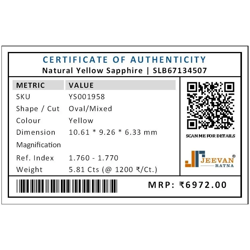 Natural Yellow Sapphire (Pukhraj) 5.81 Carat – for Jupiter – image 4