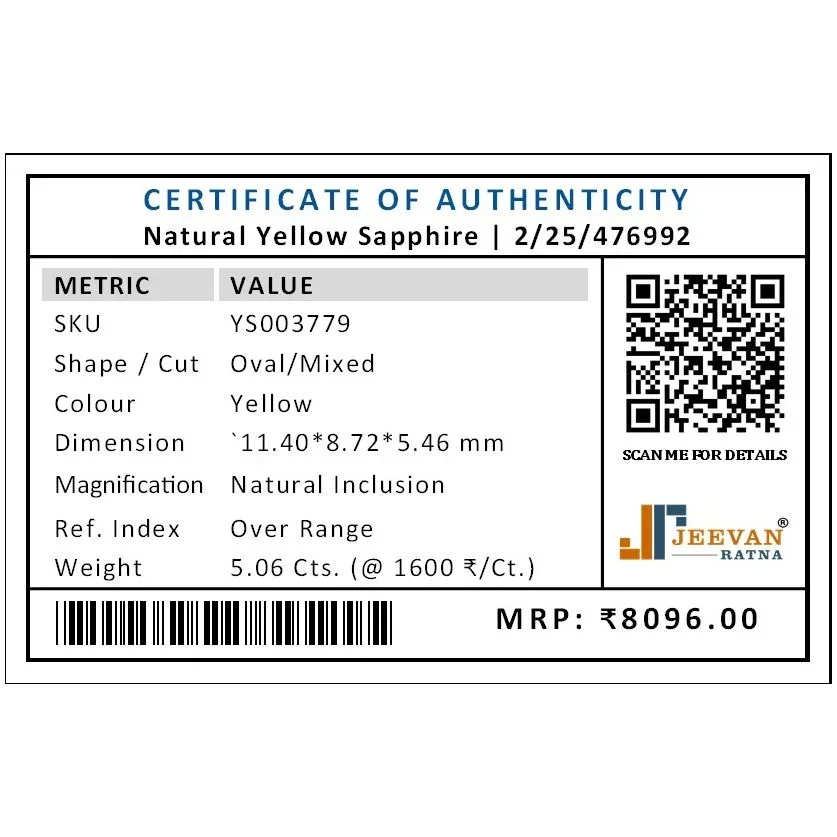 Natural Yellow Sapphire (Pukhraj) 5.06 Carat – for Jupiter – image 5