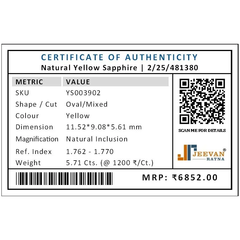 Natural Yellow Sapphire (Pukhraj) 5.71 Carat – for Jupiter – image 5